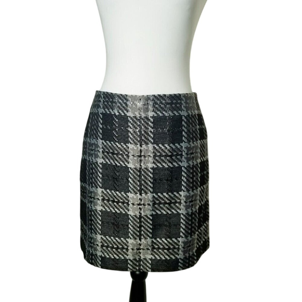 LOFT Outlet Petite 6 Gray Plaid Mini Skirt Professional School Girl Academia